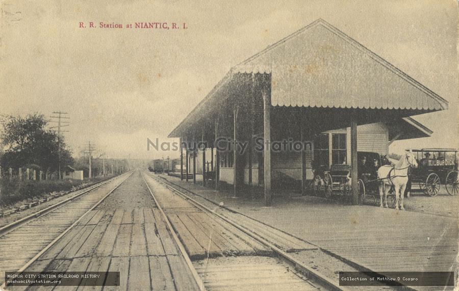 Postcard: Railroad Station at Niantic, Rhode Island